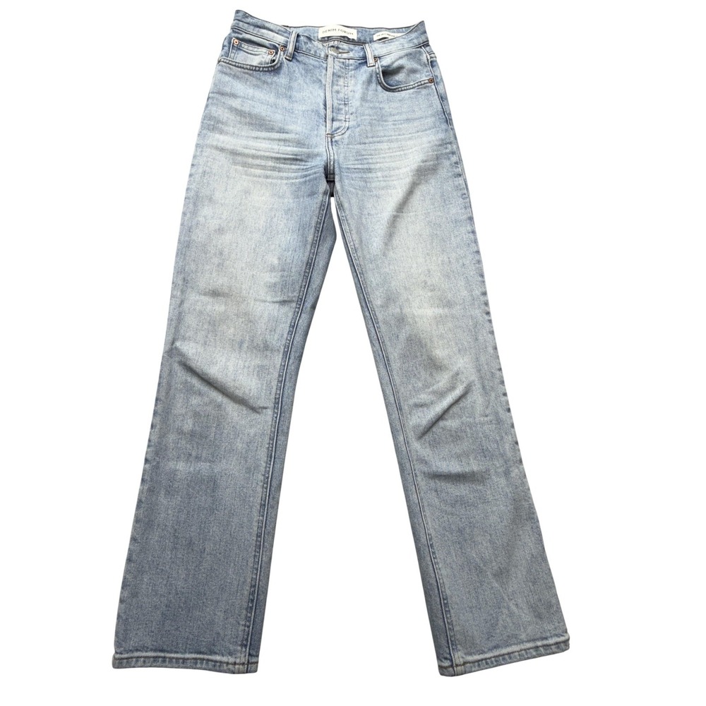 Denim Forum The Arlo High Rise Straight Jeans‎ Womens 26 Light Wash Denim 28L